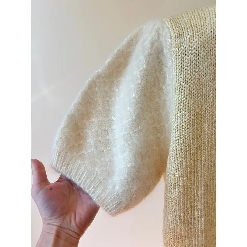 Vintage Andrea Haber Angora Blend Puff Sleeve Knit Top - Medium - Picture 3 of 7